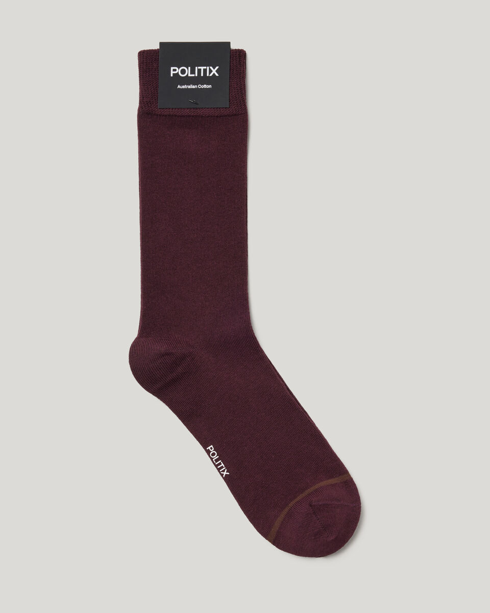 Australian Cotton Blended Sock, Burgundy, hi-res